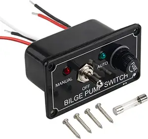 MANUAL-OFF-AUTO Boat Bilge Pump Float Switch 12V 3 Position Toggle Switch Panel with LED Indicator Light for Car Yachts