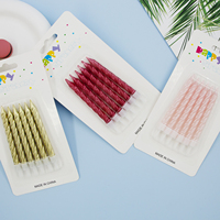 Bougies d'anniversaire en spirale 12 pièces, bougies de gâteau torsadées colorées en cire de paraffine avec support