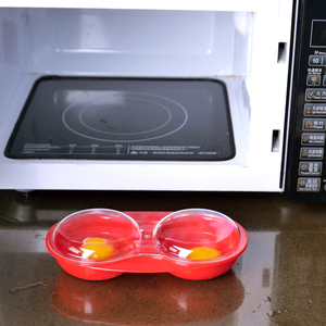 Outil de cuisine créatif pour le petit-déjeuner au <span class=keywords><strong>micro</strong></span>-ondes, double <span class=keywords><strong>tasse</strong></span>, poêle à pochée rouge, outil pour faire bouillir les œufs au <span class=keywords><strong>micro</strong></span>-ondes - Product Image 5