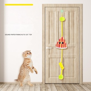 Jouet pour <span class=keywords><strong>chat</strong></span> en peluche écologique, balançoire auto-amusante à suspendre à la porte, boule de fourrure, corde élastique, baguette de stimulation avec papier froissé - Product Image 4