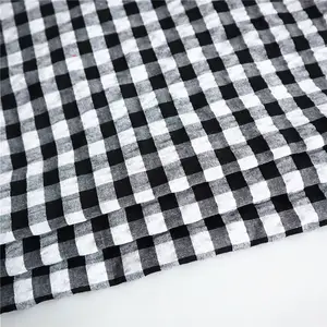 65% polyester 35% cotton fabric yarn dyed check fabric seersucker crinkle fabric