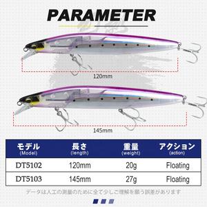Leurres de Pêche Minnow HuntHouse HIRAME pour Eau Salée, 20g/120mm 27g/145mm, Yeux 3D, Corps Rigide Flottant en Plastique - Product Image 2