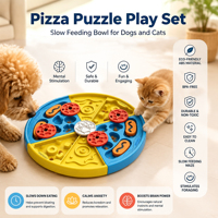 Gamelle interactive unique pour animaux de compagnie, style pizza, à rinçage facile, empêche la suralimentation pour les animaux domestiques