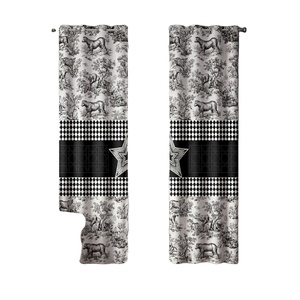 Rideaux occultants à œillets personnalisés, motif logo géométrique monogramme <span class=keywords><strong>oblique</strong></span> noir et blanc, style luxe, pour salon, 100% occultants - Product Image 1