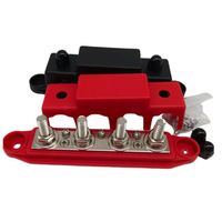 Bloc de bornes de distribution d'alimentation à deux pièces pour batteries 12V, 24V, 48V, avec fusibles, barres omnibus et goujons M8, avec couvercle
