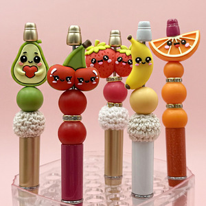 3D Silicone Fruit Beads For Bracelet Making Round Loose Beads Jewelry Accessories Avocado Cherry Strawberry Banana Orange Design - Product Image 5