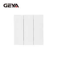 Interrupteurs muraux GEYA Logo Modern Home, étanches IP20, durables, norme britannique, 86*86mm, 250V, 16A, 3 gangues, 1 voie, en matériau PC.