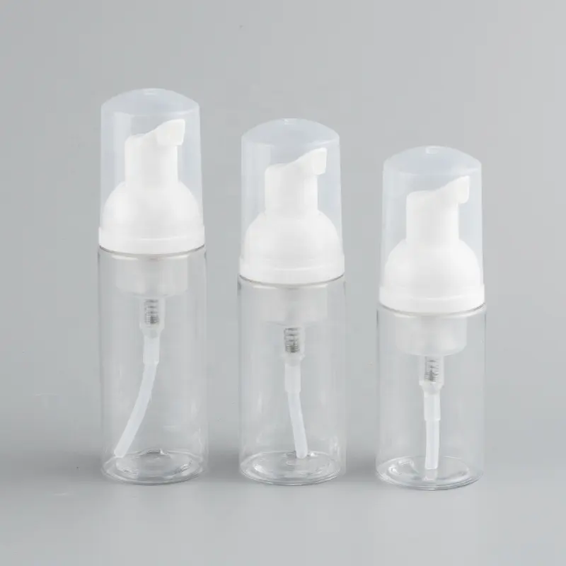 ZH fábrica venda direta estoque preço barato vazio Plástico 40ml 50ml 60ml Branco PET Facial Cleanser Mousse Foam Pump Bottle