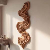Décoration murale en bois massif Idao à motif ruban, relief tridimensionnel en grain de bois, pour salon et hôtel