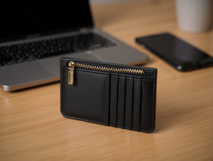 Porta carte con cerniera a 5 strati in microfibra di pelle sintetica da 5 pollici per carte - Product Image 2