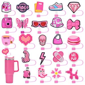 Adorno de Plástico Rosa de 10mm para Pajitas, Personalizado, Creativo, Decorativo para Fiestas, con Cubierta Antipolvo, Diseño de Sombrero de Paja, Superventas - Product Image 5