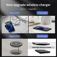Tendance 10W Max 40mm chargeur rapide sans fil longue Distance caché sans fil chargeur pour meubles sous table pour téléphones portables