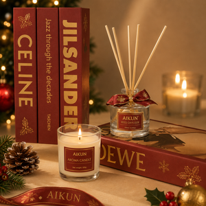 Aikun - Juego de Difusor de Aromas de Vidrio Grabado de 150 ml con Vela Perfumada, Caja con Logotipo en Dorado, Larga Duración, Bajo MOQ, OEM Rápido, Navidad - Product Image 3