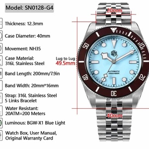 Reloj Automático San Martin de 40 mm con Esfera Esmaltada NH35 para Hombre, Bisel Marrón, Lujoso Diseño de Copo de Nieve BGW-X1, Cristal de Zafiro, Sumergible, SN0128G - Product Image 6