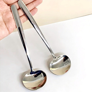 Stainless Steel Mushroom Spoon 2 Piece Set Round Headed Soup Dessert Spoon Household Cooking <b>Utensil</b> - Product Image 1