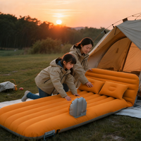 Matelas pneumatique moderne pliable et portable 4 saisons pour siège arrière de voiture, avec oreillers, en suède floqué et PVC, doux, confortable et étanche, pour le camping