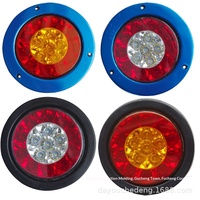 Feu arrière LED rond étanche 12V 24V pour camion et remorque, 13,5 cm, double couleur rouge ambre, ajustement universel pour camions