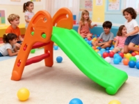 Nouveau design 2026 KRXIN KRX-2102 Mini toboggan pliable en plastique pour enfants avec marches plus larges pour maison de jeu, usage éducatif, anniversaire