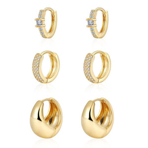 Nuovi Orecchini a C Aperti Spessi Placcati <span class=keywords><strong>Oro</strong></span> 14K in Rame, Stile Europa e America, Orecchini per Cartilagine di Alta Qualità e Chic - Product Image 1