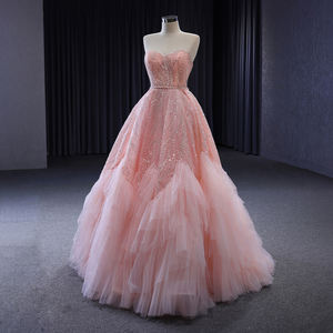 Para 231025 maternidad princesa Natural sin tirantes imperio Rosa fiesta Formal vestidos de mujer volantes plisado ecológico - Product Image 4