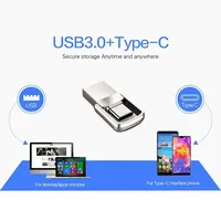 Interface 2.0 et 3.0 Logo OEM 2 en 1 Mini OTG Type C Clé USB Clé USB Clé USB 16 Go 32 Go 64 Go 128 Go pour ordinateur portable MacBook