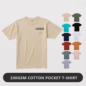 230gsm Cotton Men's <b>Pocket</b> <b>T</b>-<b>shirt</b> Custom Embroidery Logo Regular Fit Vintage <b>T</b> <b>Shirt</b> for Men With <b>Pocket</b> - Product Image 2