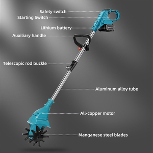 Mini-motoculteur sans fil 21V à batterie lithium 1.5AH, 2.7kg, multicolore, pour jardin domestique, avec poignée réglable, portée de travail 25CM - Product Image 4