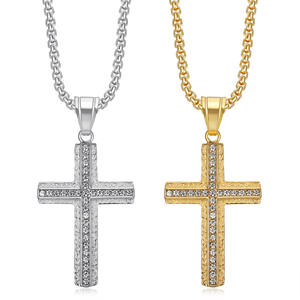 Hip Hop Cruz religiosa católica cristiana impermeable deslustre libre de acero inoxidable joyería de moda collares colgantes para hombre hombres - Product Image 1