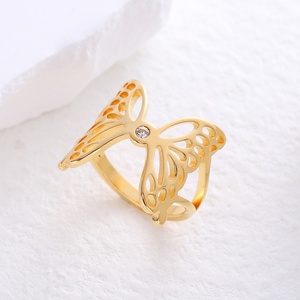 Anillo de Mariposa Vintage, Estilo Suku Original, Estilo Urbano para Chicas Modernas, Súper Inmortal, Estilo Ins, con Incrustaciones de Diamantes, Anillo de Moda Popular - Product Image 3