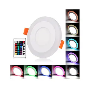 더블 컬러 LED 천장 조명 6W 9W 16W 24W RGB Recessed 천장 램프 라운드 광장 패널 스포트 라이트 통