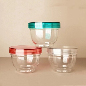 Venta al por mayor diseño moderno cristal transparente tazón de yogur tarro de plástico embalaje para fiesta pastel bebida taza salsa juguete limo - Product Image 1