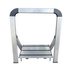 Scala Pieghevole in Alluminio a 2 Gradini Ultra Sottile con Corrimano Antiscivolo, Portata 150kg, Certificata EN 131, <span class=keywords><strong>per</strong></span> Scale e Bagno, Design Moderno - Product Image 2