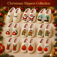 Chaussons d'hôtel doux et chauds en peluche, légers et confortables, à motif de dessin animé de Noël, pour femmes et hommes, pour l'intérieur, automne-hiver