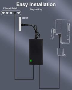 Inyector PoE 802.3at 802.3Af de 48V 0.5A, Adaptador de Corriente RJ45, Pantalla IP Gigabit Ethernet 10/100/1000Mbps, Pasivo DC 12V2A - Product Image 2