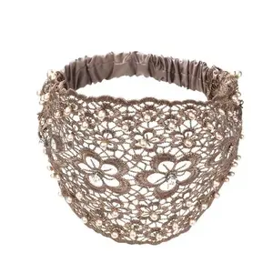 Lace Headbands for Women Wide Floral Pearl Lace Elastic Headbands Hair Accessories for Women Fashion