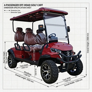 Voiturette de golf électrique 60V à 4 places, <span class=keywords><strong>prix</strong></span> usine, avec batterie au lithium, capacité de montée de 25%, vitesse maximale de 35 km/h et autonomie de 90 km, pneus tout-terrain - Product Image 2