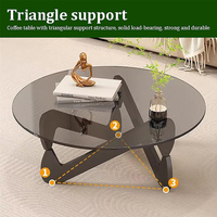 Table Basse Ronde Moderne d'Intérieur Très Demandée, Table Basse en Verre Haut de Gamme et Minimaliste pour Salon, Vente en Gros