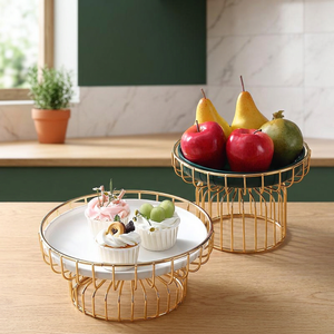 Support à gâteau rond en métal, présentoir à desserts, plateau de service en fil métallique pour cupcakes, pâtisseries, décoration de table de fête - Product Image 5