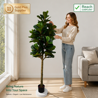Pohon Fiddle Leaf Fig Buatan Besar 6ft, Pohon Bunga Buatan, Tanaman Buatan Indoor, Desain Baru Pohon Fiddle Leaf Fig