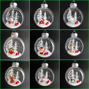 Boule décorative de Noël transparente de haute qualité 8 cm, style adorable fait main, décoration de pendentif d'arbre, fournitures de Noël de qualité - Product Image 3