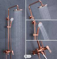 Offres Spéciales Rose Or Thermostatique Robinet Mural Ensemble De Douche pour Appartement Hôtel Salles De Bains Pluie Pulvérisation Motif Juego De Ducha