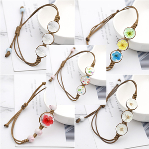 Nuovo Fatto A Mano <span class=keywords><strong>Bracciali</strong></span> di Fiori Secchi di Vetro Dei Monili della Sfera Del Tessuto Regolabile Ragazze Boho Braccialetto Con Fiore Secco - Product Image 2