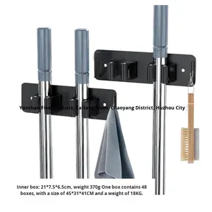 Support mural en acier inoxydable pour <span class=keywords><strong>balai</strong></span>, adhésif puissant, sans perçage, clip pour <span class=keywords><strong>balai</strong></span>, salle de bain, toilettes, outil en métal, salon - Product Image 3