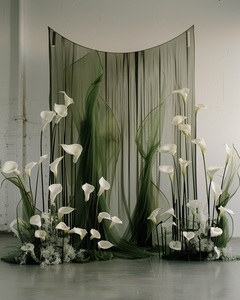 Decoración Profesional Ecológica de Flores de Lirio Calla Artificiales de Papel, Románticas Chinas para Fondo de Escenario de Boda - Product Image 4