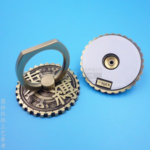 Custom Carved Die Cast 3D Pattern Ring <b>Holder</b> Phone Stand Antique Bronze Alloy Desktop <b>Tablet</b> Stand Zinc Alloy Back Adhesive - Product Image 3