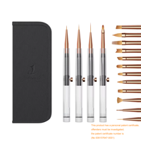 Kustom Logo cat kuku Gel Liner kuas plastik menangani nilon seni kuku kuas cat Liner dapat ditarik 3d kuas kuku Set dengan tas