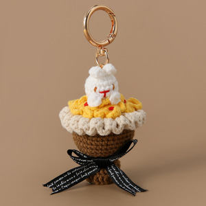 จี้ทำด้วยผ้าขนสัตว์รูปดอกกุหลาบหิมะสีขาวสำหรับเจ้าหญิงพวงกุญแจช่อดอกไม้ขนาดเล็กลายดอกกุหลาบแมวเคธี่ดอกไม้ขนาดพกพาขนาดเล็ก - Product Image 2