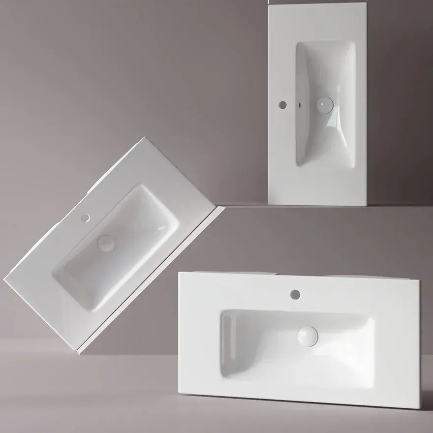 Phong cách Châu Âu Hội Đồng Quản trị phong cách hiện đại tủ phòng tắm bồn rửa đơn Vanity lưu vực bát đơn vị Trắng