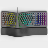 Venta al por mayor de teclado ergonómico EF-05 con reposamuñecas, retroiluminado en 7 colores, con cable e inalámbrico, para