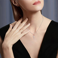 Bijoux fins 925 argent Sterling plaqué or Rose Zircon Rose fleur pendentif collier pour les femmes